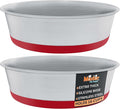 Master Pet Supply Stainless Steel Dog Bowls Set of 2 with Extra Thick Silicone Base - 16 Cup (128 oz) Crimson Red, Non-Slip, Dishwasher Safe Metal Bowls, Pet Dog Food Bowl for Dogs, Cats, Anti Rust