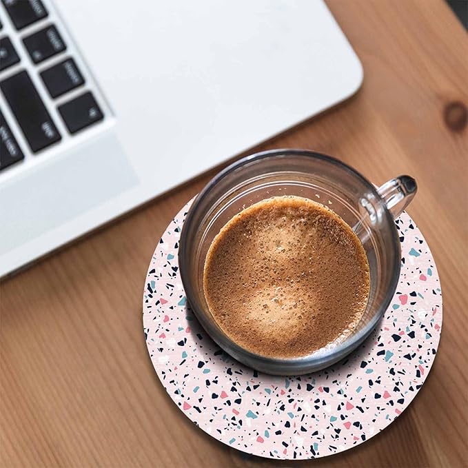 Terrazzo Pattern Design Coasters for Drinks Office Coffee Table Modern Dots Colourful Spotted Art Living Room Decor Set of 2 for Cold Drinks Wine Mugs and Cups 4 Inch
