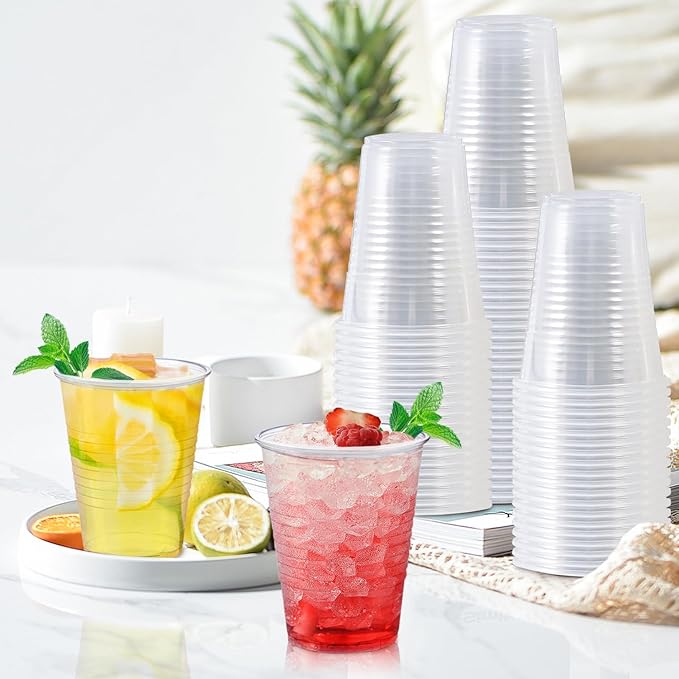 Plastic Cups 16 oz, 240 Pack - Clear Plastic Cups Disposable, Cold Drinking, Ice Coffee Cup for Party, Birthday, Holiday, Events & Everyday Use,Cold,Hot