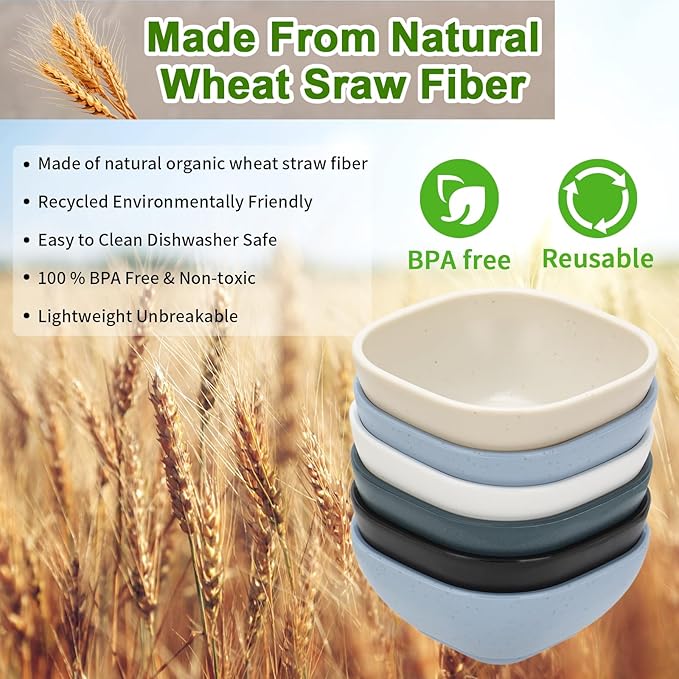 20 Pack Small Bowls, 4.5 OZ Wheat Straw Soy Sauce Dishes, Unbreakable Dessert Bowls,Dipping Sauce Cups, Mini Prep Bowls,Snacks, Sauce Ketchup, BBQ (Cool tone)