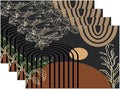 Abstract Black Mid Century Placemats Minimalist Aesthetic Modern Contemporary Artistic Washable Place Mats 12x18Inch for Dining Kitchen Farmhouse Decor 6 PCS