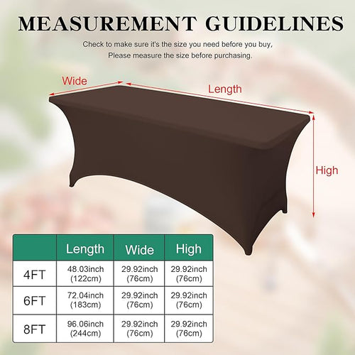 4FT Table Cloth for Rectangular Fitted Events Stretch Black Table Covers Washable Spandex Tablecloth Protector for Party, Wedding, Cocktail, Banquet, Festival