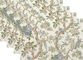 Blue Green Chinoiserie Placemats Set of 4 Spring Vintage Bird Flower Decor Place Mats 12x18 Inch Floral Seasonal Decorative Linen Table Mats for Home Kitchen Dining Party Table Decoration