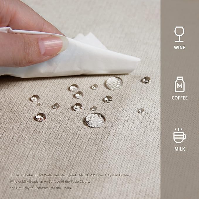 BALCONY & FALCON Square Tablecloth - Small Waterproof Table Cloth, Wrinkle Resistant Table Cover Fuzzy Fabric Tablecloths for Dining Kitchen Wedding and Outdoor Decoration (Beige, 55"x55")