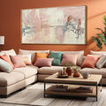 YJYart Living Room Decor Pink Canvas Wall Art 24"x 48"Abstract Wall Art White Canvas Picture Bedroom Decor Framed Artwork Large Paintings for Home Decor