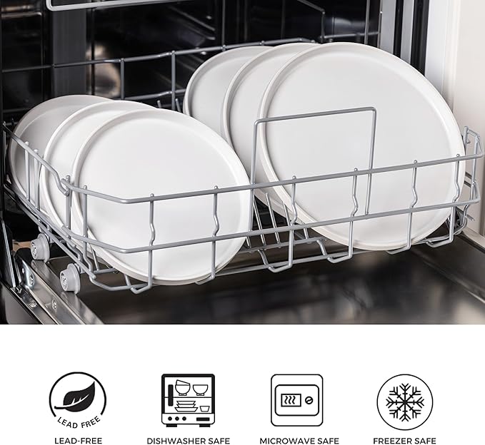 AmorArc Ceramic Dinnerware Sets for 4,Stoneware Plates and Bowls Sets,Chip and Crack Resistant | Dishwasher & Microwave Safe Ceramic Dishes,Service for 4 (12pc)-White