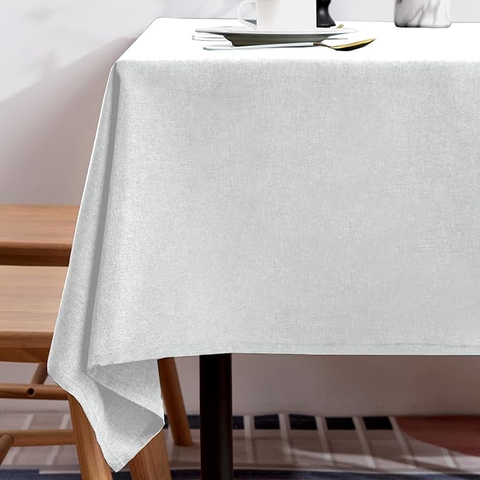 BALCONY & FALCON Rectangle Table Cloth – Waterproof, Wrinkle-Resistant & Dust-Proof Farmhouse Tablecloth for Dining, Kitchen, Party Decorations, Outdoor Patio, Baby Shower (Owl Gray, 55" x 71")