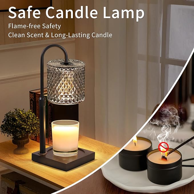 Candle Warmer Lamp with Timer Dimmer Adjustable Height, Candle Warmer with 2 Bulbs for Jar Candles, Home Decor, for Women Birthday 2 Pack
