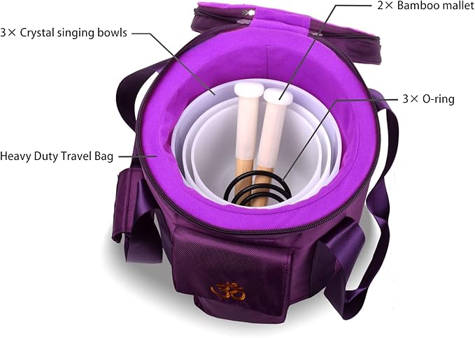 7inch 8inch 9inch Crystal singing bowls set sound bowl for healing Mindfulness, Meditation, Yoga, Spiritual and Body Healing Chakra Bowl (7C+8G+9E, 7inch+8inch+9inch with Travel bag)