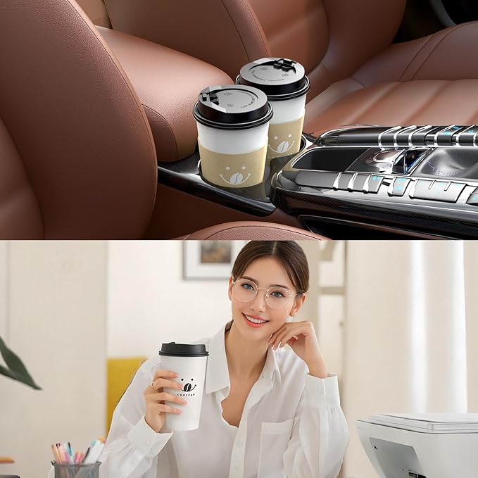 Coffee Cups with Lids and Sleeves, 16 Ounce 100 pack To Go Coffee Cups with Lids, Disposable Hot Coffee Paper Cups Bulk for Hot Beverage (16 Ounce, White) | with Lids, and Sleeves, To Go Coffee Cups, with Lids, Bulk, for Hot Beverage
