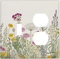 Light Switch Cover Plate Wildflower Botanical Plant Herbs Flower 2 Gang Decorative Switch Plates 1 Toggle Duplex Combo Outlet Covers GFCI Wall Plates for Bathroom Livingroom Decor