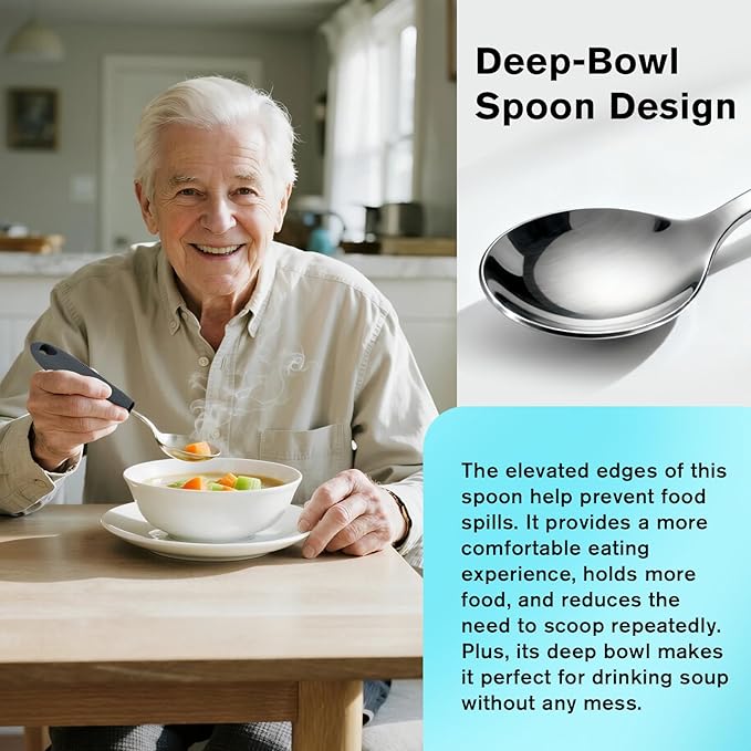 4PCS Weighted Adaptive Utensils, Parkinsons Utensils for Hand Tremors, Elderly, 3.5oz Weighted Utensils for Tremors and Parkinsons Patients, Disabled (Gray, Straight)