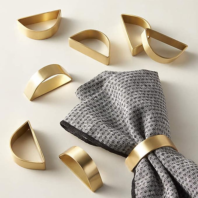 Cuff Brushed Gold Napkin Rings Set of 60, Modernist Napkin Ring Holder for Wedding, Banquet, Metallic Adornment for Table Settings, Glossy Serviette Buckles Decor