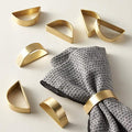 Matte Gold Napkin Rings Set of 8, Metallic Bronze Napkin Ring Holder Glossy Serviette Buckles for Wedding,Banquet, Dinner,Party,Table Settings (Matte Gold Semicircle)