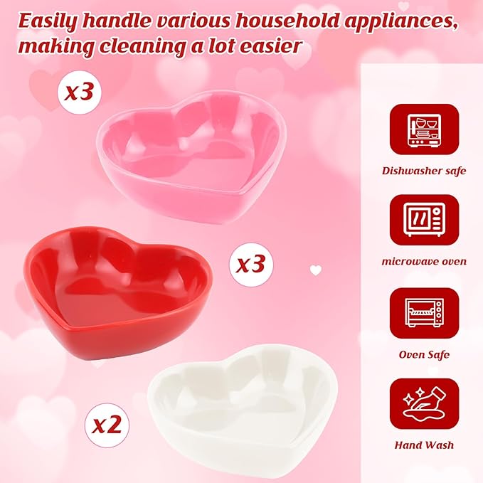 8PCS Heart Shaped Bowl Heart Bowl For Candy Lovers, Office Desk Decor, Home Snack Display, Valentine'S Day, Wedding Celebrations, Birthday Parties,Family Kitchen Use