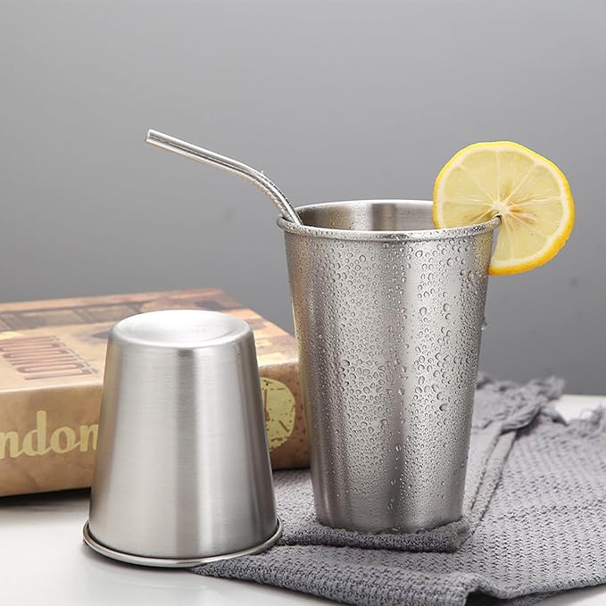 Tosnail 8 Pack 8 oz Stainless Steel Cups, Small Metal Cups, Unbreakable Drinking Glasses, Water Tumblers
