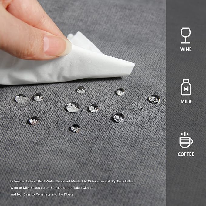 BALCONY & FALCON Rectangle Tablecloth Washable Wrinkle Resistant and Water Proof Table Cloth Decorative Linen Fabric Tablecloths for Dining Parties Kitchen Wedding and Outdoor Use (Gray, 57x85)
