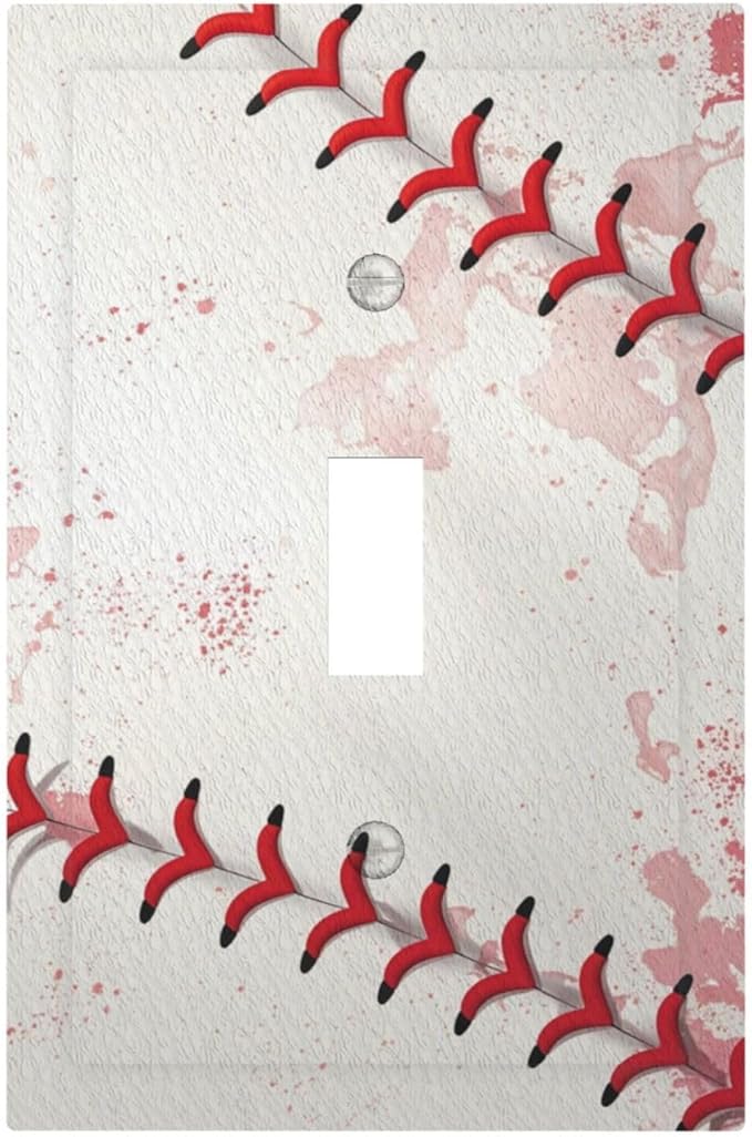 Decorative Light Switch Cover Baseball Sports Ball Game 1 Gang Wall Plate Cover Single Toggle Outlet Covers Switchplate Electrical Faceplate for Bathroom Bedroom Decor（2 Pack）
