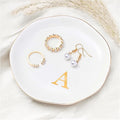 ProCase Ceramic Jewelry Tray, Initial Ring Dish Trinket Plate Engagement Gift, Small Personalized Monogram Ring Bowl for Wedding, White Decorative Jewelry Holder for Women Vanity -Letter A