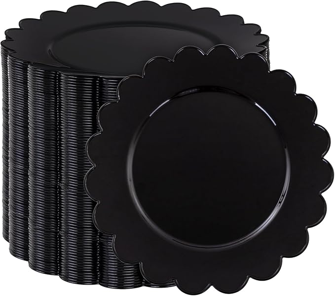 SUT 72 PCS Black Plastic Plates - 7.5 Inch Plates Disposable Heavy Duty，Plastic Plates for Party, Dessert & Celebrations