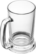 Restaurantware-Vetri 16 Ounce Beer Mugs, 6 Dishwashable Beer Glasses With Handle - No-Lead, Heavy Base, Clear Glass Large Stiens, For Pubs, Bars, Restaurants, Home, Hotel, Or Hosting Parties