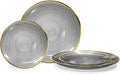 " OCCASIONS " 240 Pieces Pack,(120 Guests) Premium Wedding Party Disposable Plastic Plates Set -120 x 10'' Dinner + 120 x 7'' Salad/Dessert (Belize in Black & Gold)