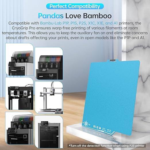 BIQU CryoGrip Pro Frostbite for Bambu-Lab P1S/P1P/P2S/X1C/X1E/A1 257x257mm Cold Build Plate Room Temperature Print Double Sided Upgrade Plate Removable Surface Platform
