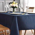 maxmill Jacquard Table Cloth Waving Pattern Water Resistant Wrinkle Resistance Heavy Weight Soft Tablecloth for Kitchen Dinning Tabletop Decoration Oblong 60 x 140 Inch Navy Blue