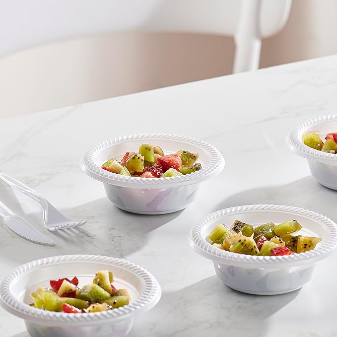 PLASTICPRO 800 PCS White Plastic Bowls 5 oz Premium Quality Light Weight Dishes Disposable Small Plastic Bowls for Dessert Appetizers Soups for Parties Weddings
