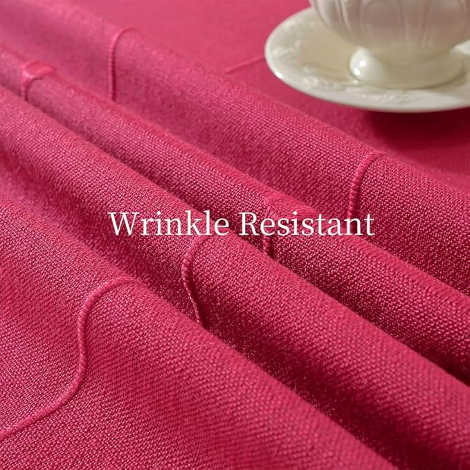 Zobesta Red Table Cloth Rectangle Table 70 x 53 Inch, Cotton Red Linen Tablecloth Rectangle Heavy Weight Washable Soft Boho Tablecloth for Outdoor, Party, Holiday, Picnic, Dining