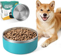 IKITCHEN Dog Bowl for Food and Water, 64 Oz Stainless Steel Pet Feeding Bowl, Durable Non-Skid Double Wall Insulated Heavy Duty with Rubber Bottom for Medium Large Dogs (64 Ounces/8 Cup, Lakeblue)