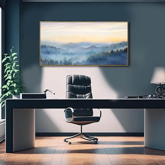 YJYart Tree Wall Art for Living Room Forest Nature Painting 20"x40"Framed Artwork Landscape Canvas Print for Bedroom Office Home Decor