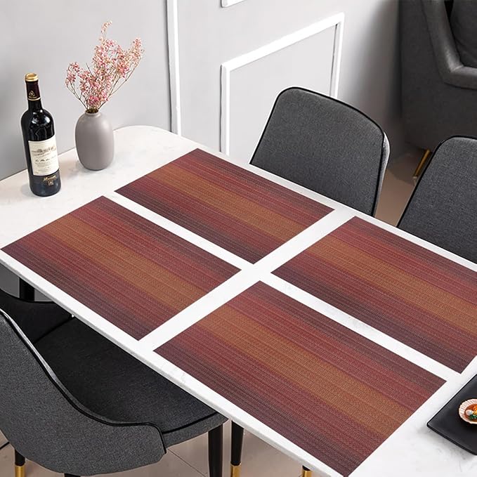 PIGCHCY Placemat,Washable Woven Non-Slip Insulation Durable Placemat Vinyl Table Mat Set of 4 (Scarlet Red)