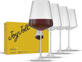 JoyJolt Sidney Burgundy Wine Glasses Set of 4 | 22.5 oz Stemmed Large Red Wine Glasses | Modern Home Bar Glass Set (Clear) | Premium Crystal Stemware Made in Europe