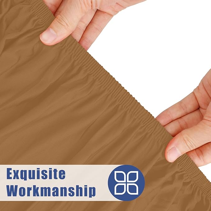 Round Spandex Tablecloth, Elastic Fitted Waterproof Tablecloths for 25"-30" Tables, Stretch Washable Picnic Table Cover for Camping, Dining, Indoor and Outdoor,Brown