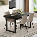 Extendable Dining Table Set for 4, 55"–71" Modern Black Kitchen Table with 4 Upholstered Chairs, Space-Saving for Living Room Apartment, Sturdy & Comfortable, Easy Assembly