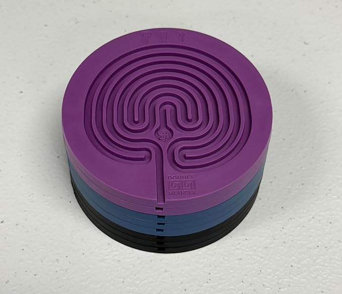 Classic Labyrinth Multi-Color Silicone Coasters - Set of 8 Non-Slip, Heat-Resistant Drink Coasters for Coffee, Tea, and Glasses - Durable, Easy to Clean, Decorative Tabletop Protection
