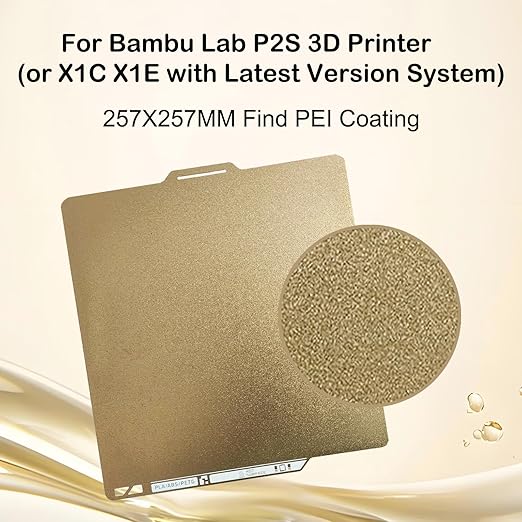 P2S PEI Build Plate Double Sided Textured PEI Sheet with Identification Code for P2S /A1/X1C/P1P/P1S/X1E 3D Printers 257x257mm PEI Coating Platform for Bambulabs