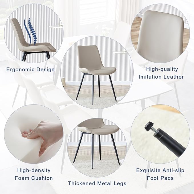 Extendable Dining Table Set for 4, 55'' to 78.8'' Rectangular Thickened Sintered Stone Kitchen Table with 4 Upholstered Chairs, Modern Space Saving 5-Piece Dinner Table Set