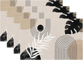 Mid Century Placemats 12x18 Inches Set of 4, Boho Black Beige Tropical Leaf Decorative Rectangle Modern Abstract Black Table Mats for Party Home Kitchen Dining Table Decoration