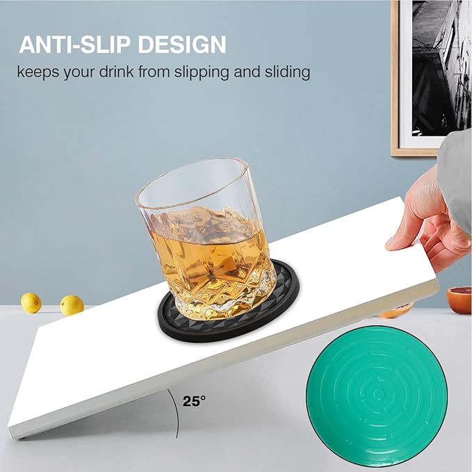 Cup Coasters Set of 6 with Holders Drink Coasters, Table Cup Mat, for Hot or Cold Drinks Thickened, Non-Slip, Non-Stick, Deep Tray Blue