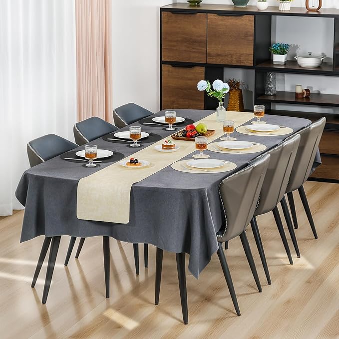 Myir JUN Round Placemats Dual Sided, Faux Leather Place Mats Set of 4 Indoor Placemats for Dining Table Outdoor Placemats Non-Slip Washable Table Mats (Set of 8, Cream Black)