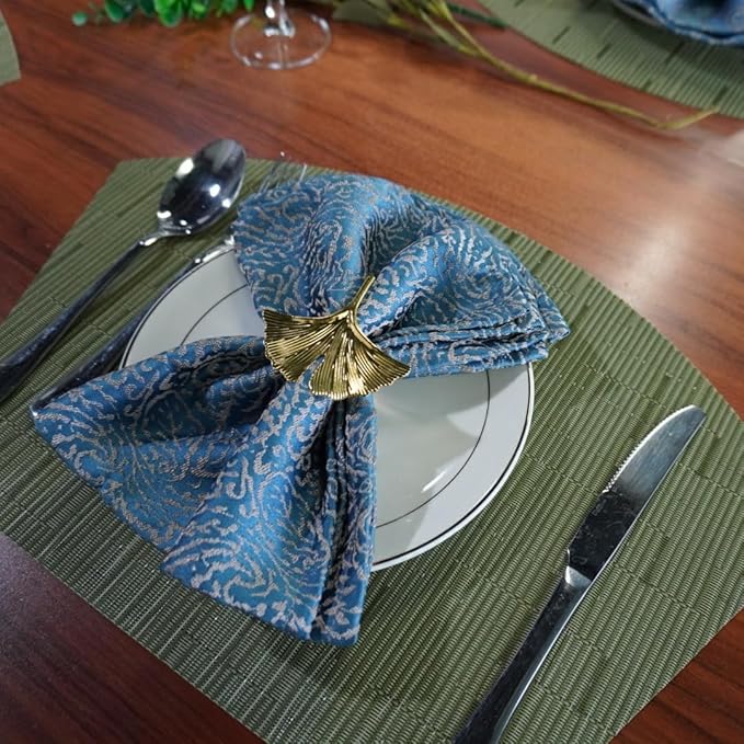 Red-A Woven Vinyl Placemats for Dining Table Durable Heat Resistant Washable Placemats for Round Table,Placemats Set of 4,Green