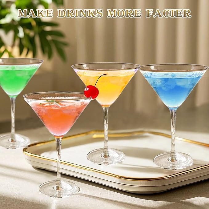 Martini Glasses Set of 2, Gold Rim Hand-Blown Crystal Cocktail Glasses, 10oz Large Martini Glasses for Espresso, Cosmopolitan, Gimlet, Elegant Barware Gift for for Women, Men, Any Occasion