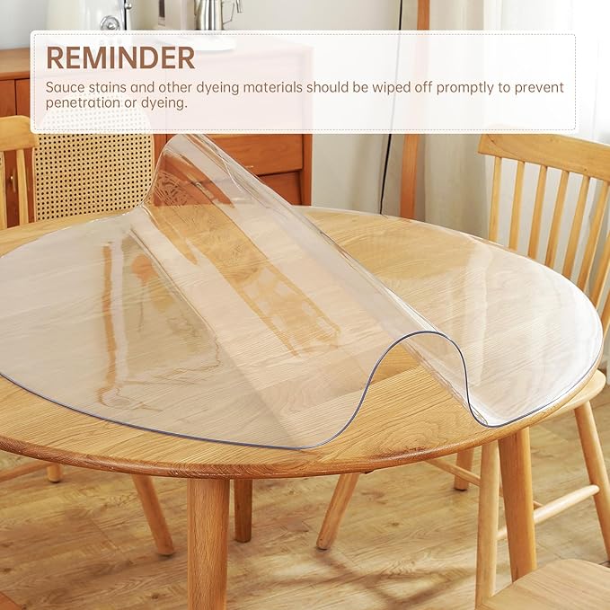 Warmstar Clear Table Protector 2mm Thick, Dia.60Inch Round Clear Table Cover Protector, Plastic Table Cover, Clear Desk Mat Desk Pad, Desk Protector Mat for Coffee Table, Writing Desk, Dining Room