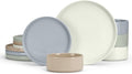 E-far Stoneware Dinnerware Sets, 12-Piece Plates and Bowls Dish Set for 4, Kitchen Modern Dinning Ware, Chip and Scratch Resistant, Microwave & Dishwasher Safe, Speckled Multicolor