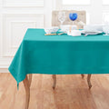 Solino Home Linen Tablecloth 60 x 144 Inch - Classic Hemstitch 100% Pure Linen Teal Table Cloth for Rectangle Tables - Machine Washable Tablecloth