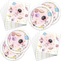 Pink planet Party Plates and Napkins - 40 PCS Pink planet Birthday Party Supplies for Boys and girl Disposable Dinner Dessert Cake Paper Plates Lunch Napkins