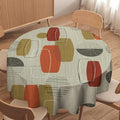 Retro Medieval Bohemian Round Tablecloth, Modern Mid Century Geometric Abstract Print Tablecloth for Home Party Dining Room Kitchen Decor 50Inch(127cm)