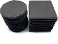 24 Pack 4 inch Slate Coasters,12 Round Pieces + 12 Square Pieces,Handmade Natural Rough Edge,with Integral Anti-Skid pad,Laser Engraving Blanks,Stone Coasters